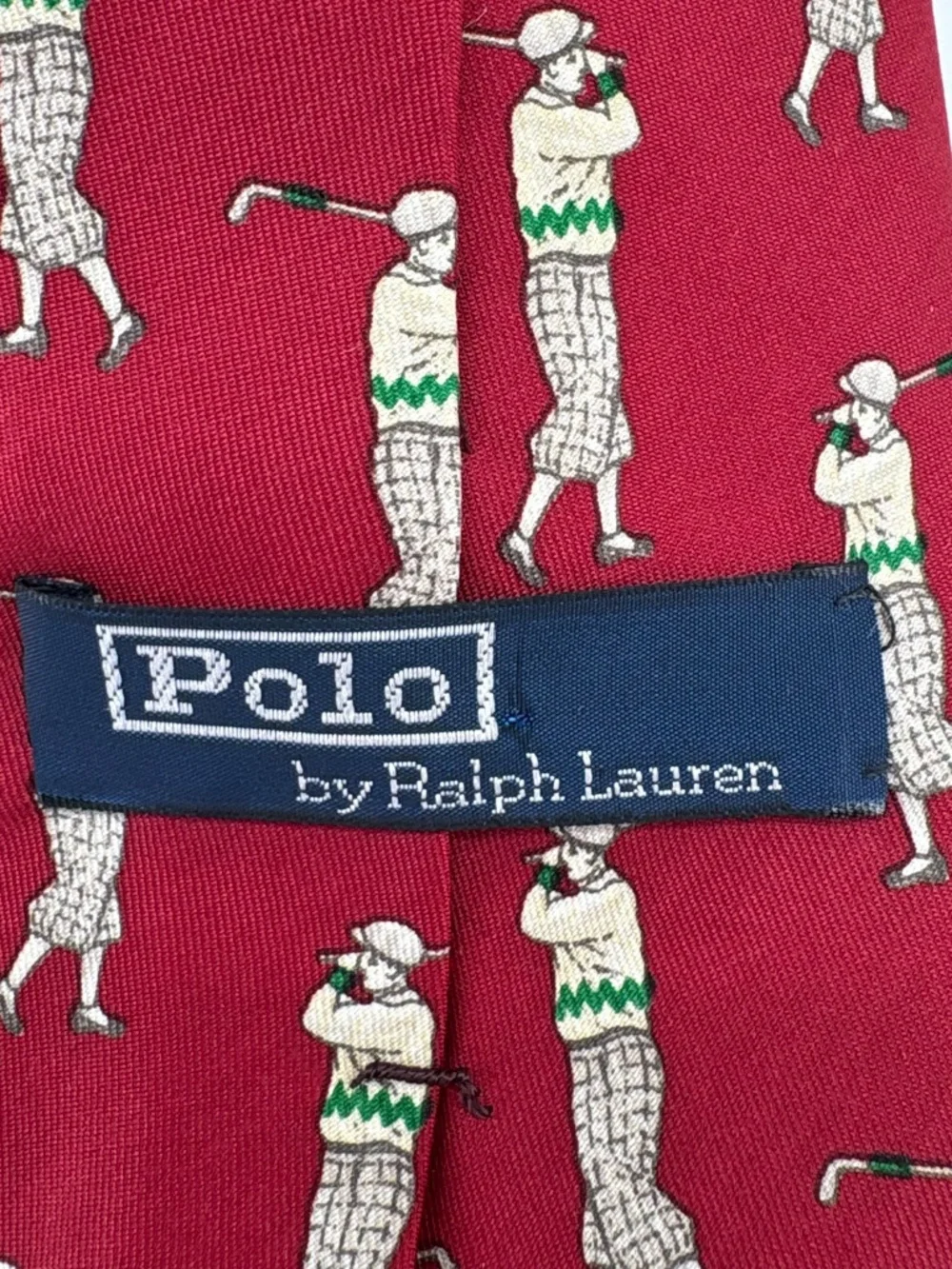 Mens polo ralph Lauren tie with vintage golfing figures on them
